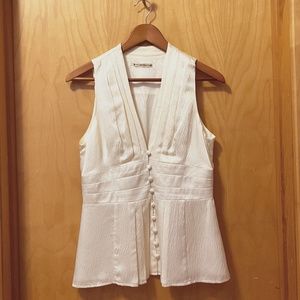 Beautiful Nanette Lepore Pleated, Silk, Button Front Vest Top